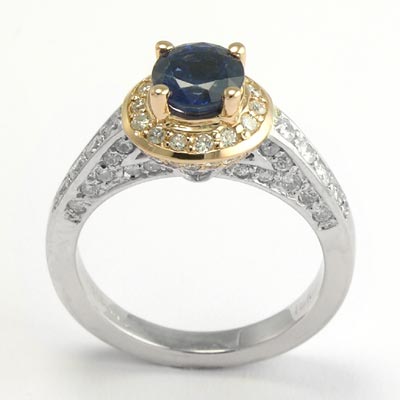 18k Gold Diamond Sapphire Anniversary Ring R517