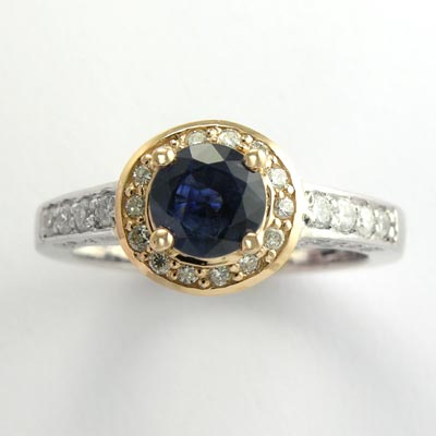 18k Gold Diamond Sapphire Anniversary Ring R517