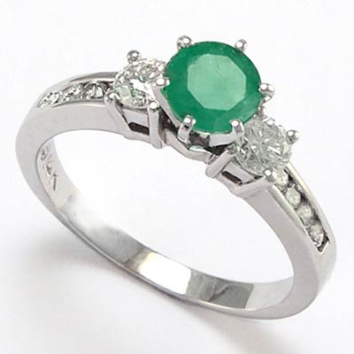 14k Gold Emerald Diamond Ring R519