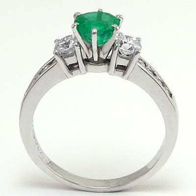14k Gold Emerald Diamond Ring R519