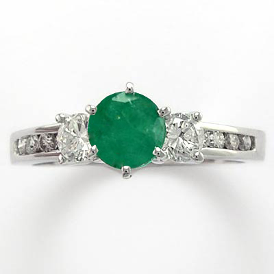 14k Gold Emerald Diamond Ring R519