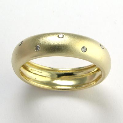 Bezel Diamond Wedding 14K Band Ring R511