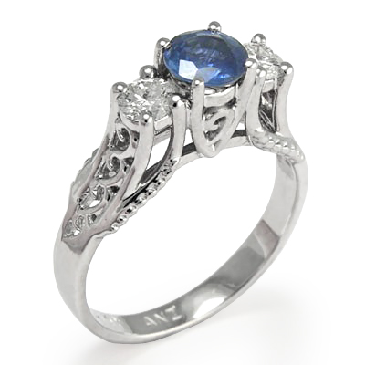 Ceylon Sapphire and Diamond Ring in 14k gold R501