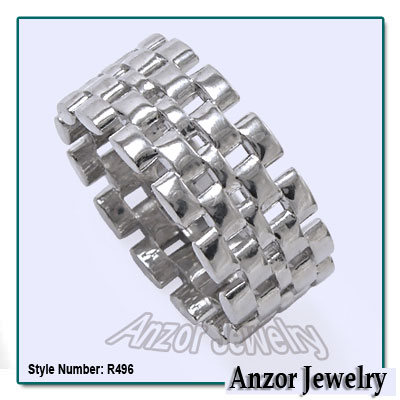 14k Gold Panther Link Band Men's Ring R496