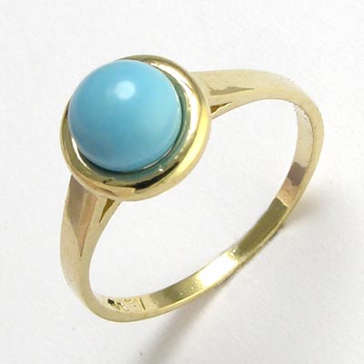 14k Gold Genuine  Turquoise Ring R498