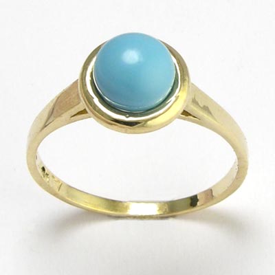 14k Gold Genuine  Turquoise Ring R498