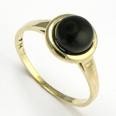 14k Yellow Solid Gold Genuine Black Onyx Ring R497
