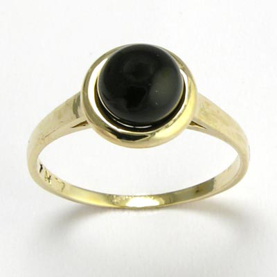14k Yellow Solid Gold Genuine Black Onyx Ring R497