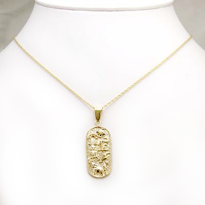 14k solid Yellow Gold 7 Talisman Good Luck Pendant #P261