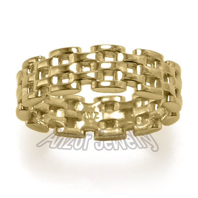 14k Gold Panther Link Band Ring by Anzor R487