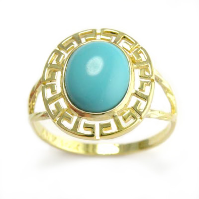14k Gold Turquoise Ring R455