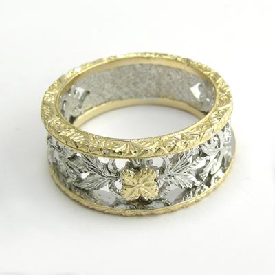 14k Two-Tone Gold Filigree Ring R459