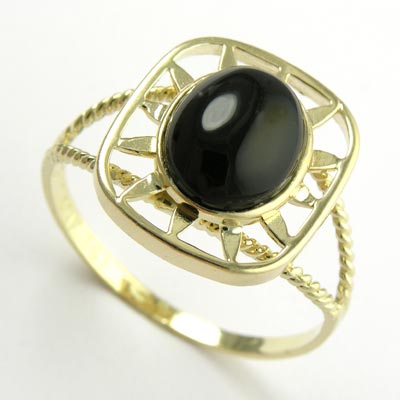 14k Gold Bezel set  Onyx Ring R449
