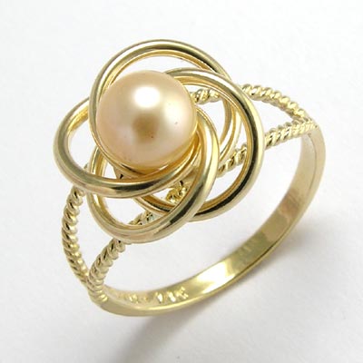 14k Gold Peach Pearl Ring R462 14k Gold Peach Pearl Ring R462