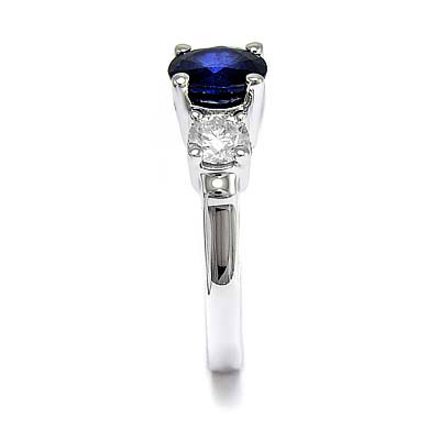 14k Gold Sapphire and Diamond Three Stone Ring #R1181