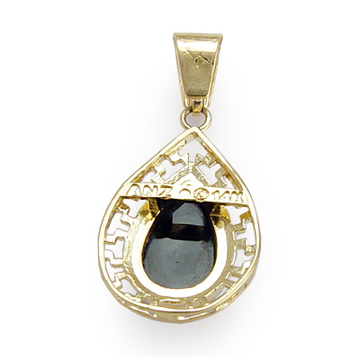 14k Gold Pear Cut Onyx Pendant P101