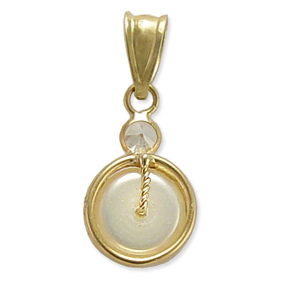 14k Gold 8mm Pearl & CZ Charm P116