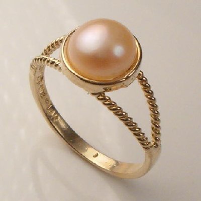 Pink Pearl Ring 14k Gold R214