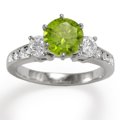 18k Gold Peridot Diamond Ring R1184