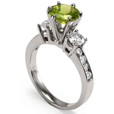 18k Gold Peridot Diamond Ring R1184