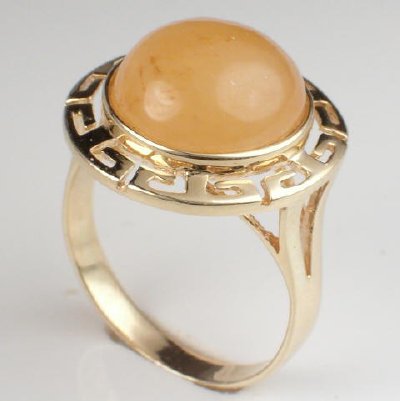 14k Gold Yellow Jade Ring R167