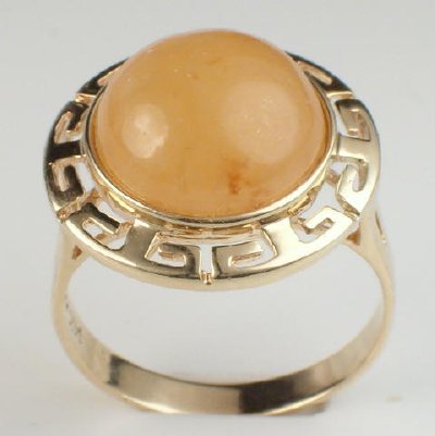 14k Gold Yellow Jade Ring R167