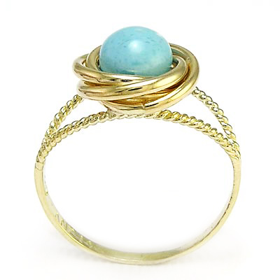 14k Solid Yellow Gold Turquoise Love Knot Ring R147