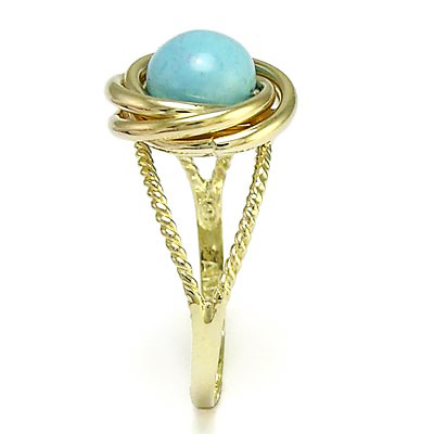 14k Solid Yellow Gold Turquoise Love Knot Ring R147