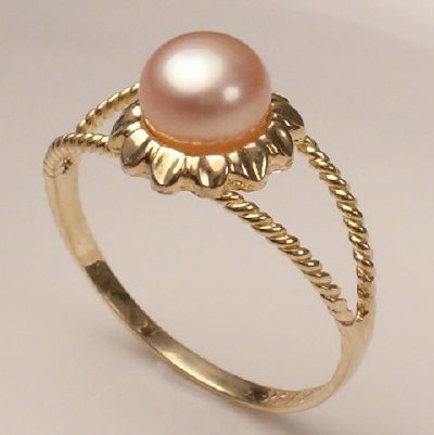 14k Gold Sunflower Pearl Ring R180