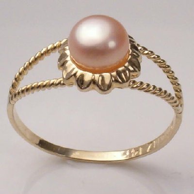 14k Gold Sunflower Pearl Ring R180