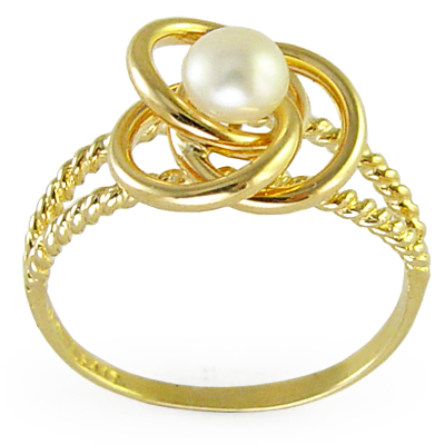 14k Gold Pearl Love Knot Ring R184