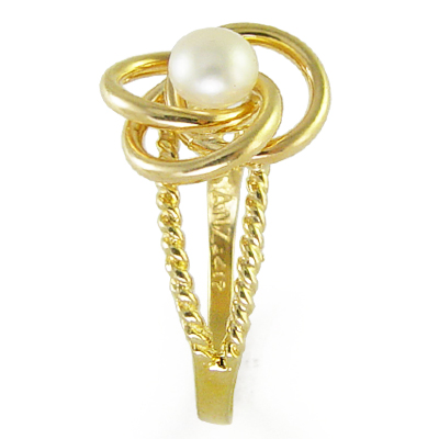 14k Gold Pearl Love Knot Ring R184