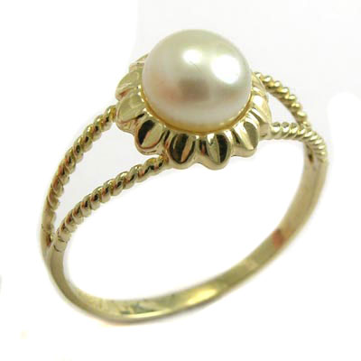Pearl Sunflower Ring 14k in gold R104
