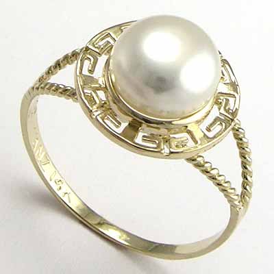 14k Pearl Greek Design Ring R109 14k Pearl Greek Design Ring R109