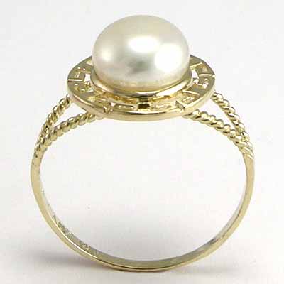 14k Pearl Greek Design Ring R109 14k Pearl Greek Design Ring R109