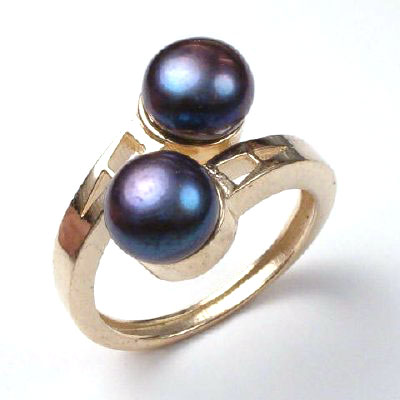 14k Gold Dual Pearl Ring R233