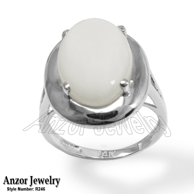 14K solid white gold Mother of Pearl Ring #R246