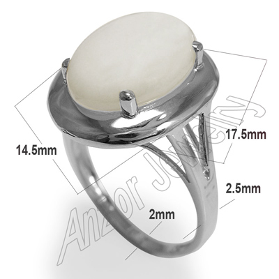 14K solid white gold Mother of Pearl Ring #R246