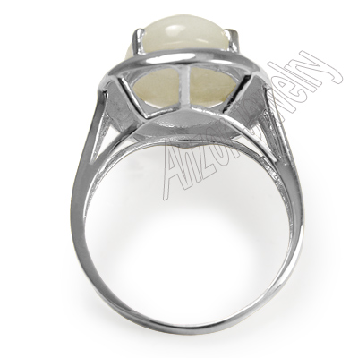 14K solid white gold Mother of Pearl Ring #R246