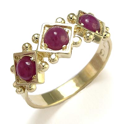 14k Gold Triple Ruby Ring R223