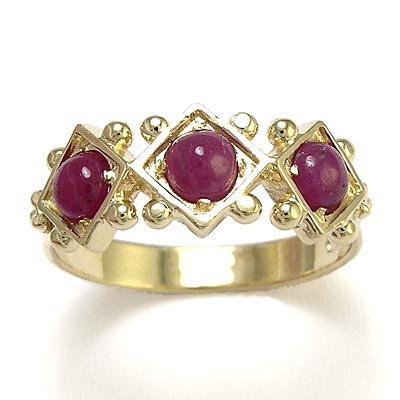 14k Gold Triple Ruby Ring R223