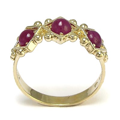 14k Gold Triple Ruby Ring R223