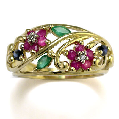 10k Gold Diamond Floral Ring R263