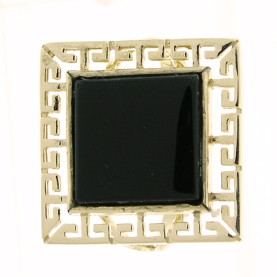 14k Gold Onyx Greek key Ring R288