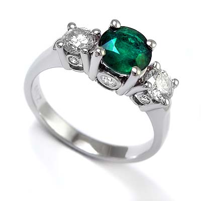Emerald Diamond Ring  in Platinum 950 pure R1179