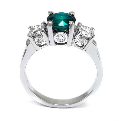 Emerald Diamond Ring  in Platinum 950 pure R1179