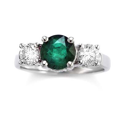 Emerald Diamond Ring  in Platinum 950 pure R1179