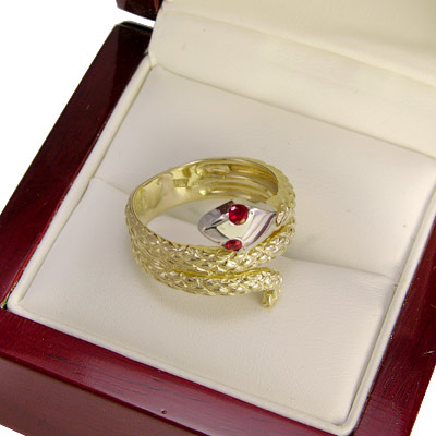 18k Two-Tone Twisted Serpent Ruby Ring R1198