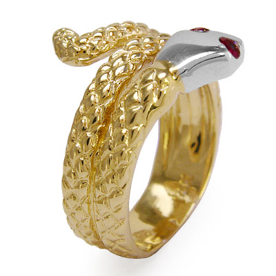 18k Two-Tone Twisted Serpent Ruby Ring R1198