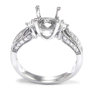 950 Platinum Semi Diamond Engagement Ring Setting R1206